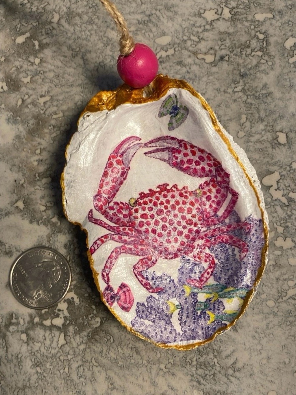 Crab oyster shell ornament